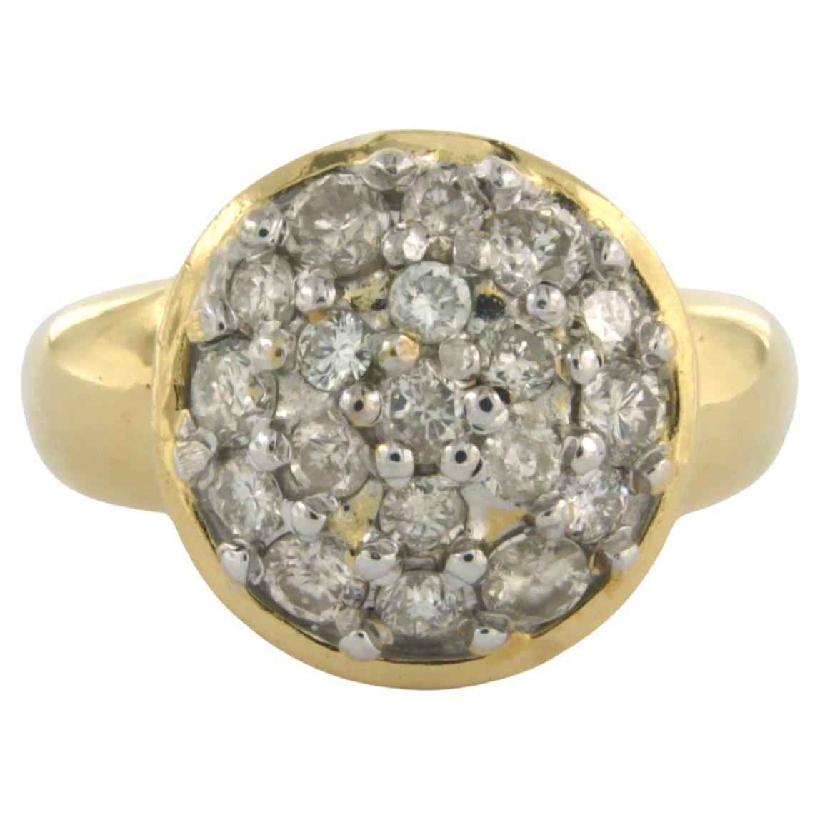 Ring with diamonds up to 1.10ct 18k bicolour gold For Sale
