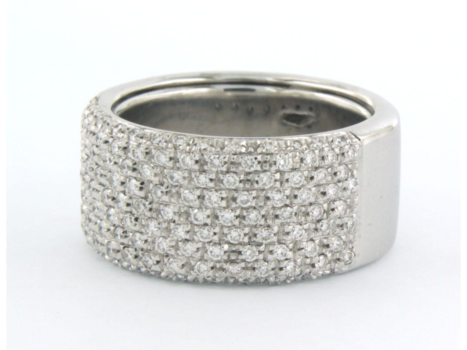 Modern Ring with diamonds up to 1.30ct. 14k white gold  For Sale