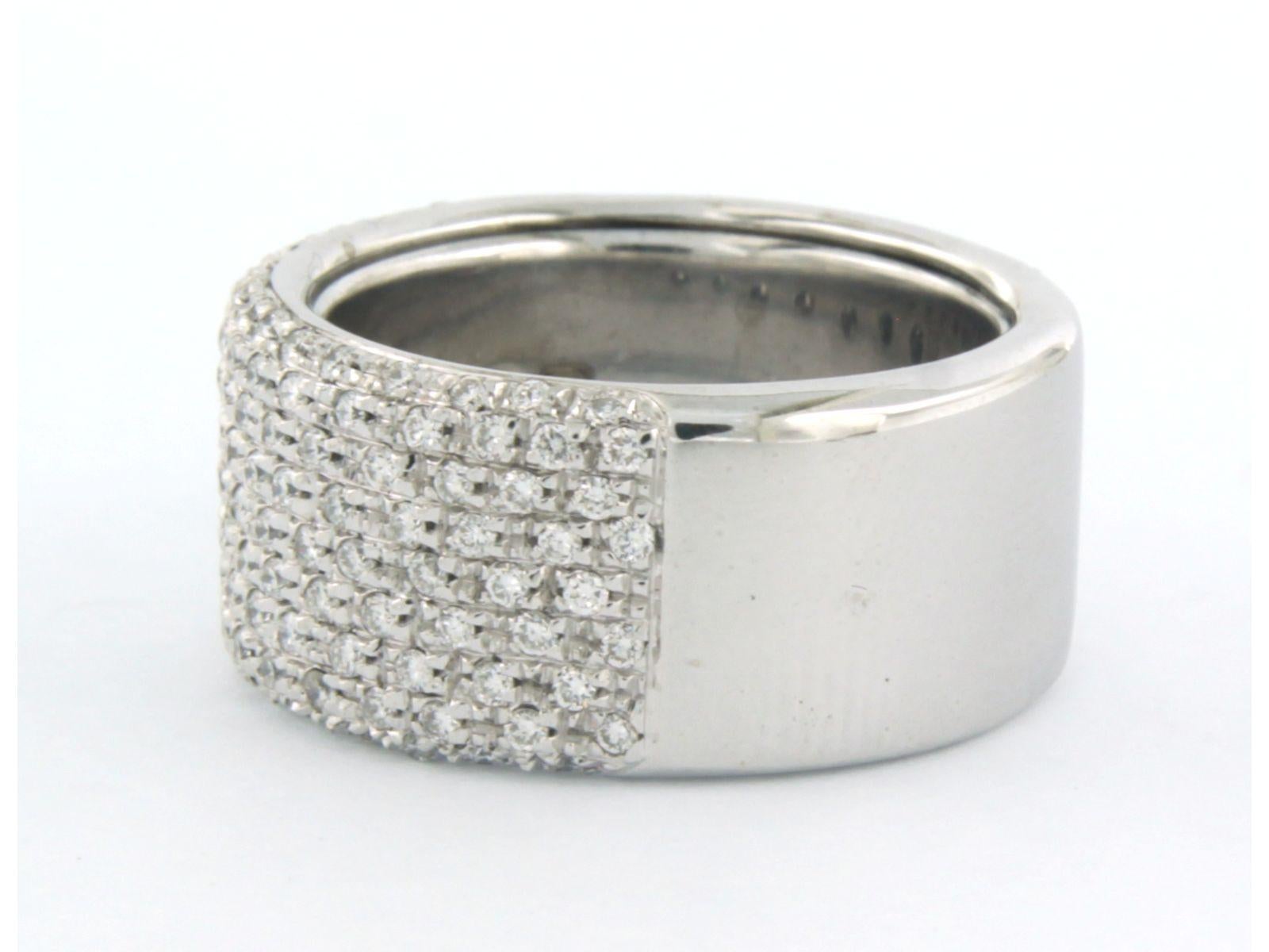 Brilliant Cut Ring with diamonds up to 1.30ct. 14k white gold  For Sale