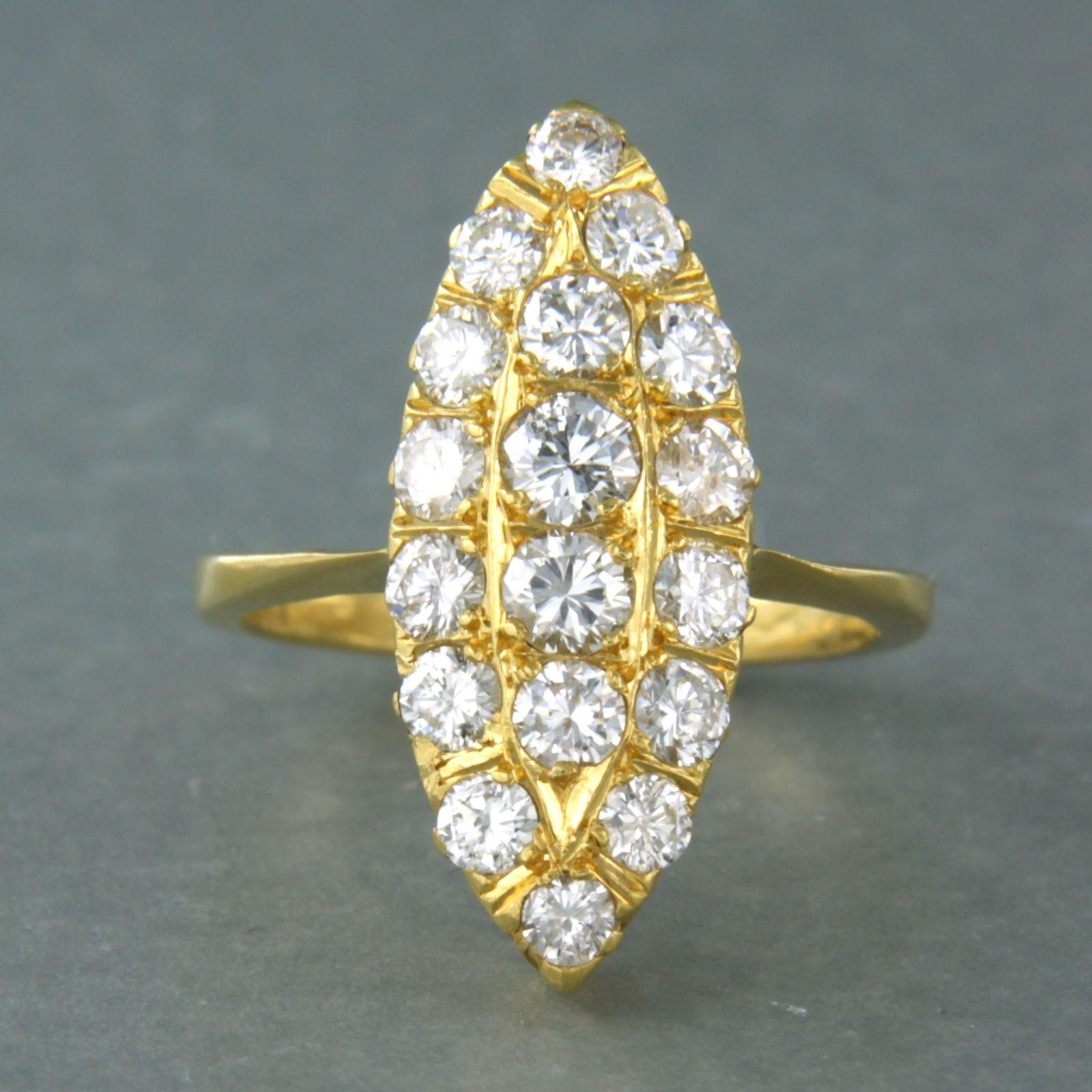 Modern Ring with diamonds up to 1.35ct - 20k gold For Sale