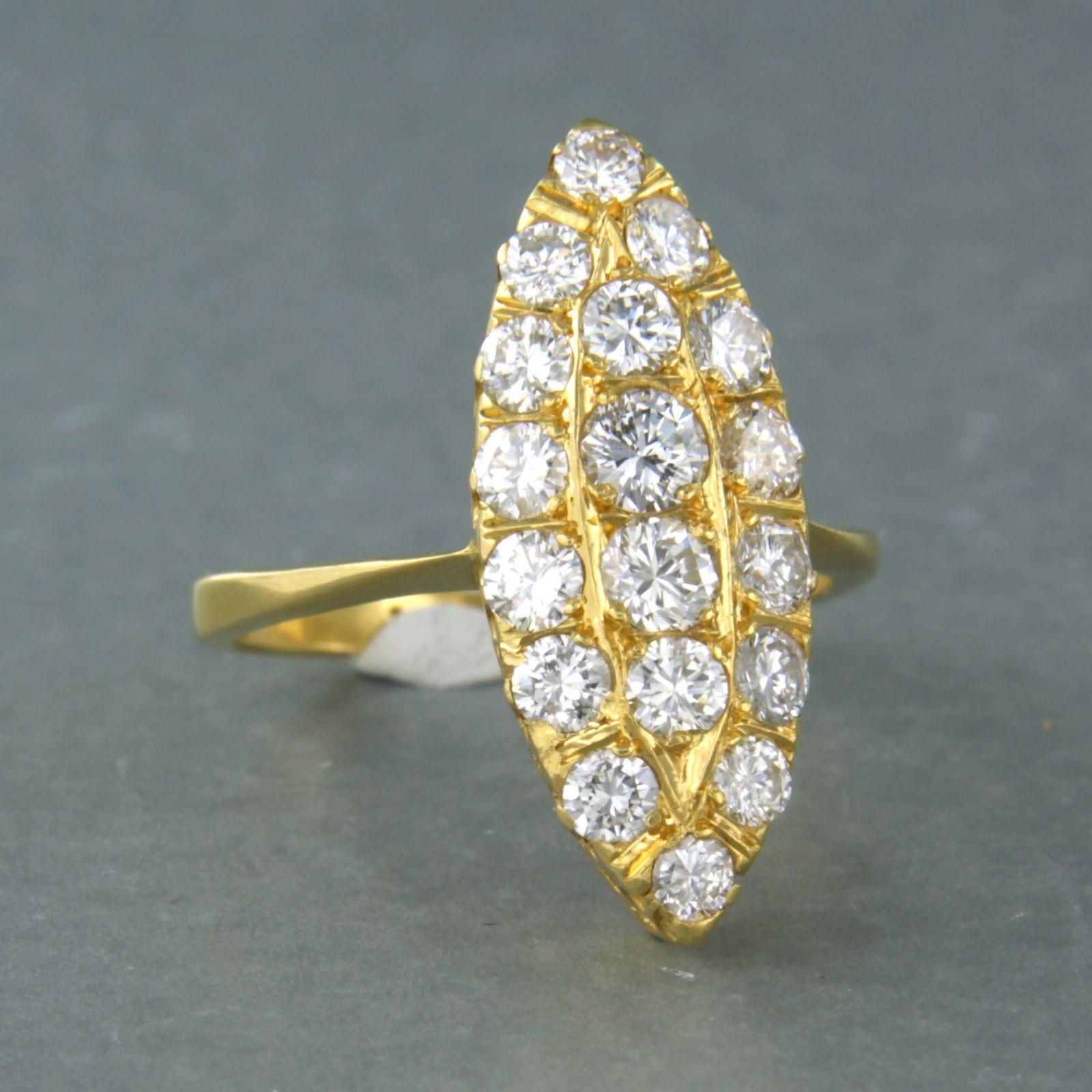 Brilliant Cut Ring with diamonds up to 1.35ct - 20k gold For Sale
