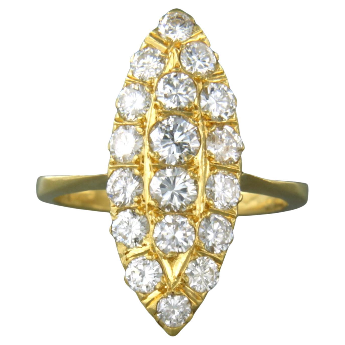 Ring with diamonds up to 1.35ct - 20k gold For Sale