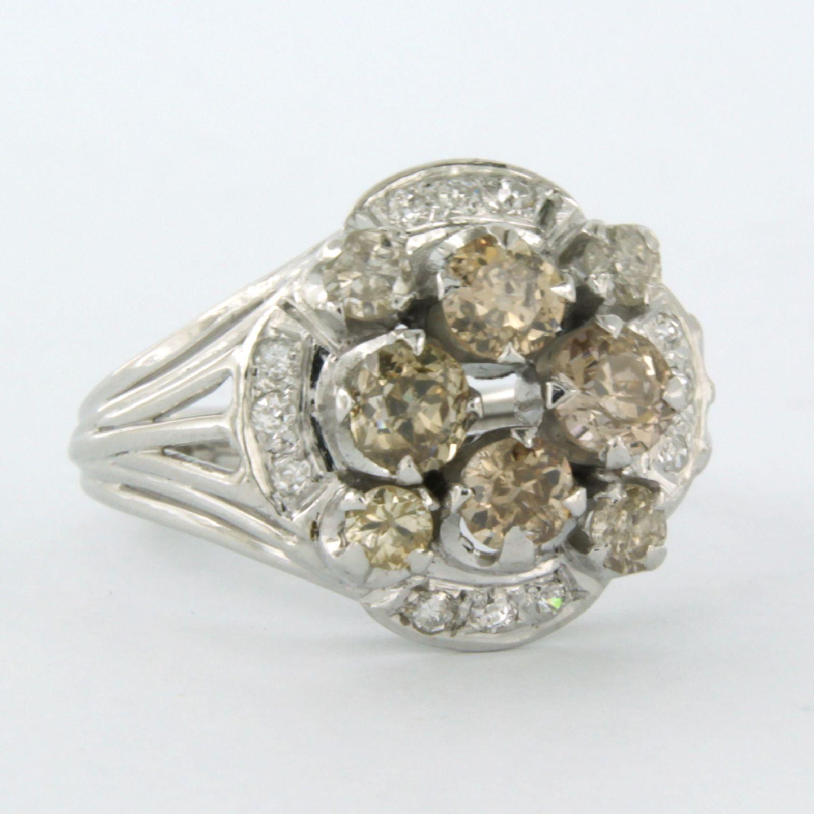 Modern Ring with diamonds up to 2.40ct 18k white gold For Sale