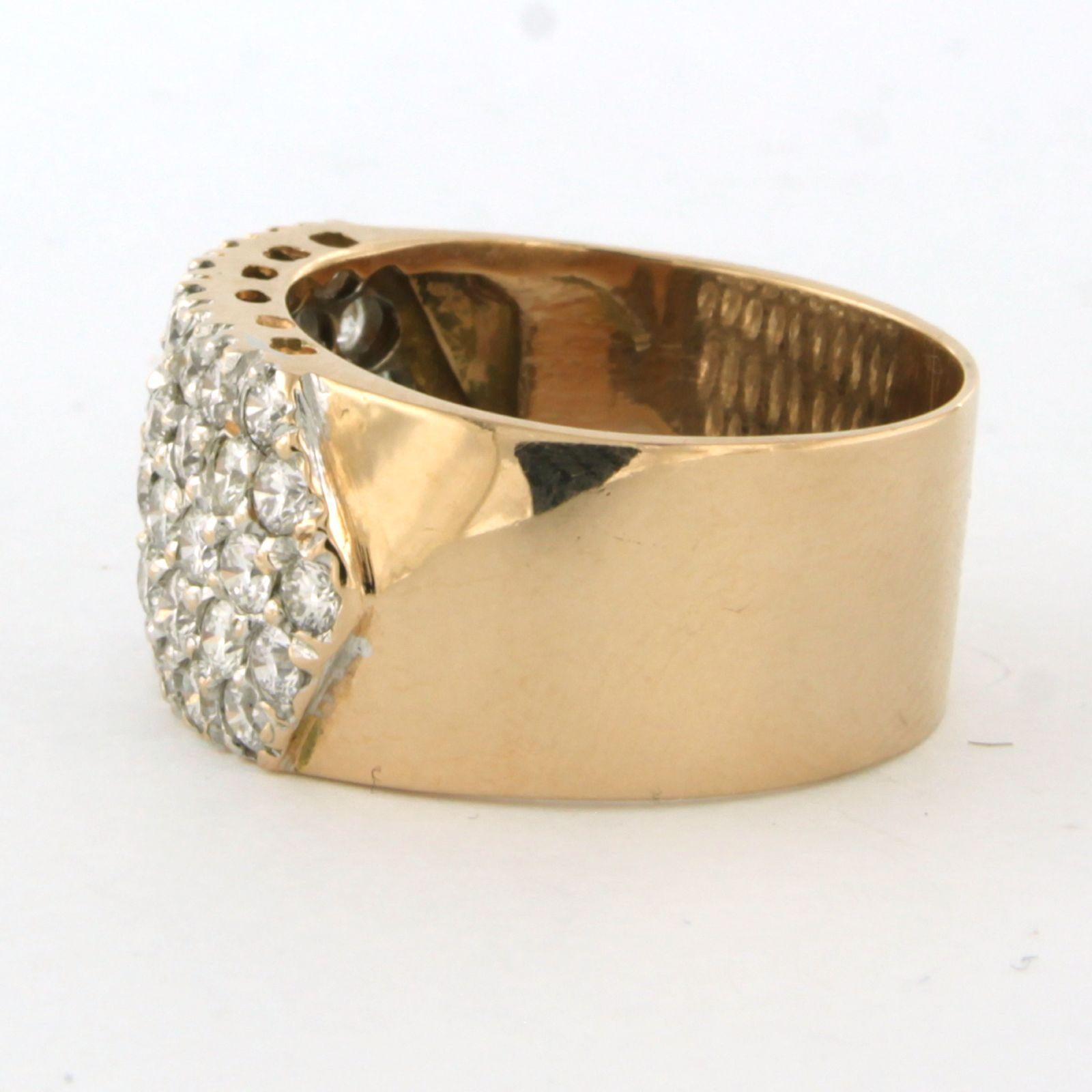 Ring with diamonds up to 2.64ct. 14k bicolour gold In Good Condition For Sale In The Hague, ZH