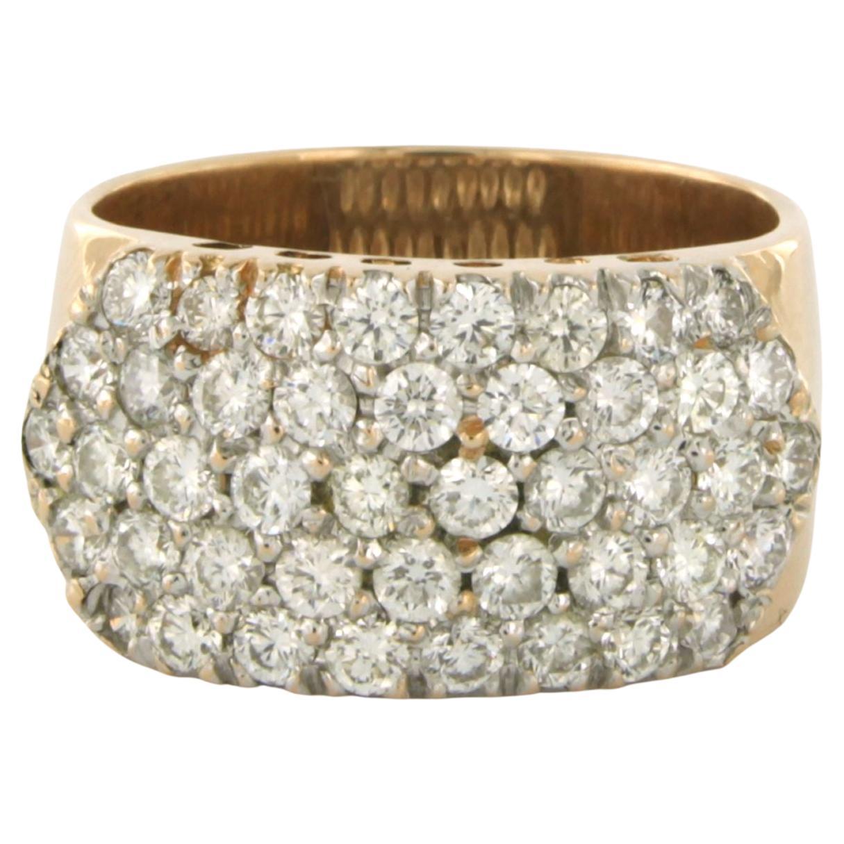 Ring with diamonds up to 2.64ct. 14k bicolour gold For Sale