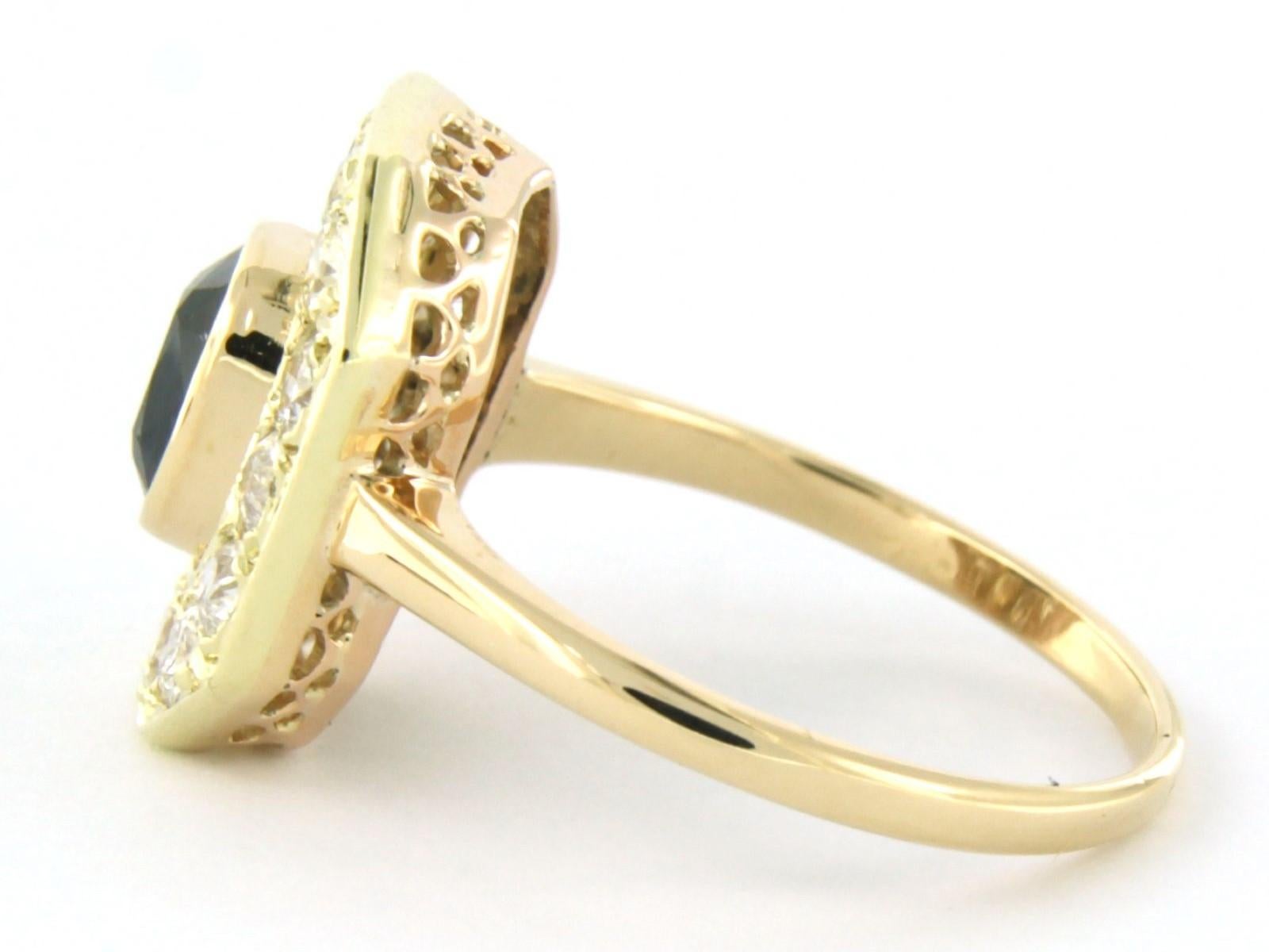 Women's Ring with diamonds with Sapphire and diamonds 14k yellow gold For Sale