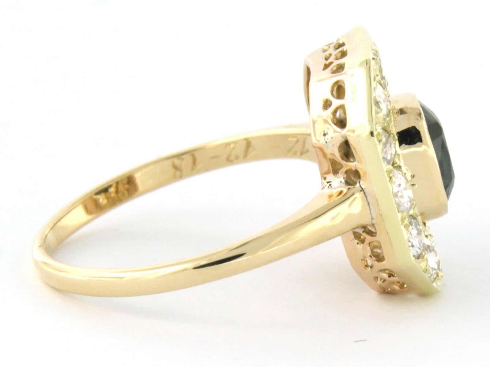 Ring mit Diamanten mit Saphiren und Diamanten 14k Gelbgold im Angebot 1