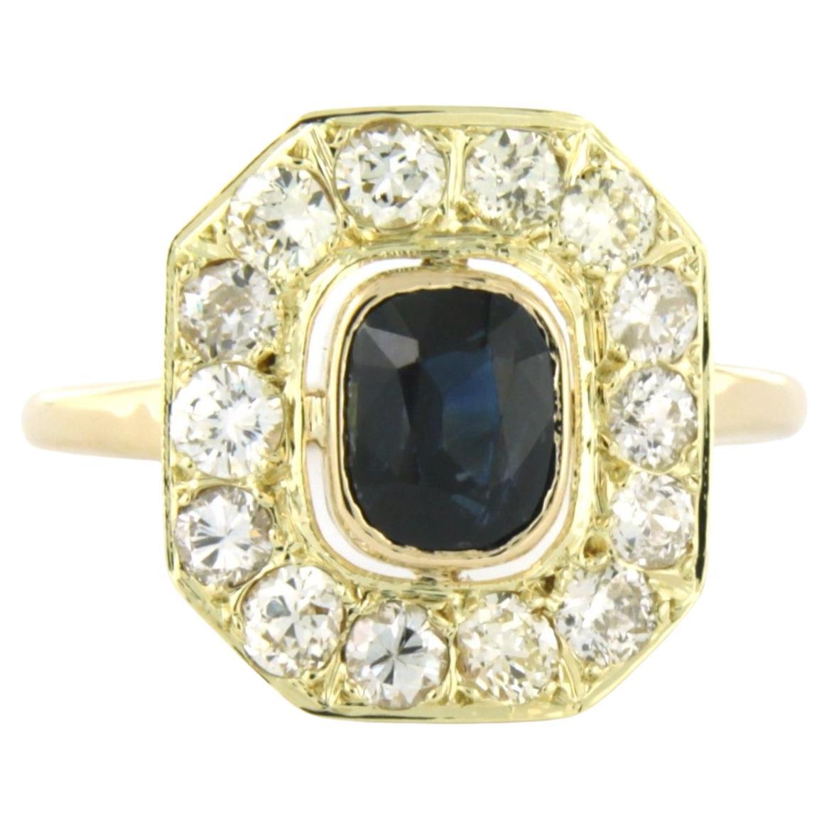 Ring with diamonds with Sapphire and diamonds 14k yellow gold