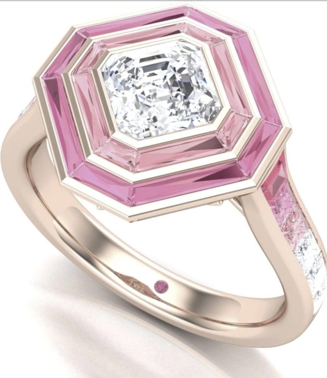 Anello con doppia aureola di rubino e diamanti In condizioni Nuovo in vendita a Khet Bang Rak, Krung Thep Maha Nakhon