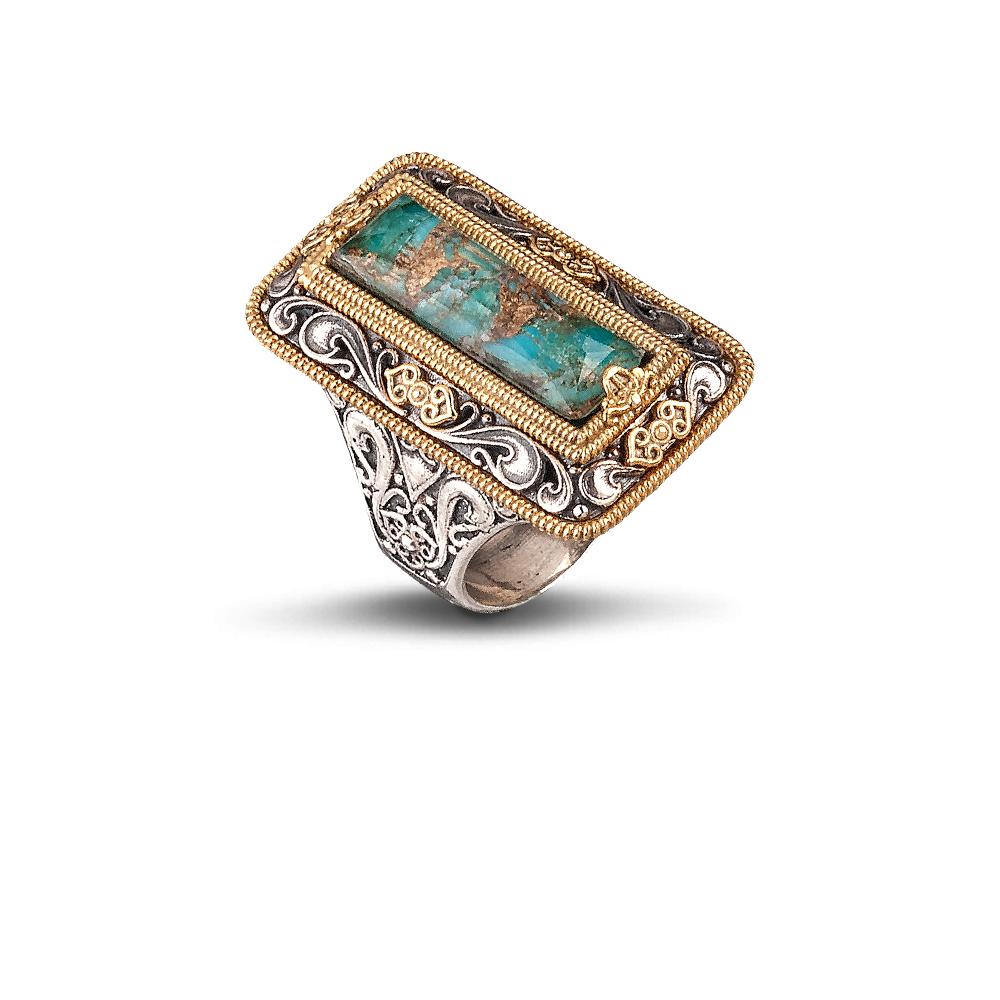 For Sale:  Ring with Doublet Turquoise Gemstone, Dimitrios Exclusive D79-1 4