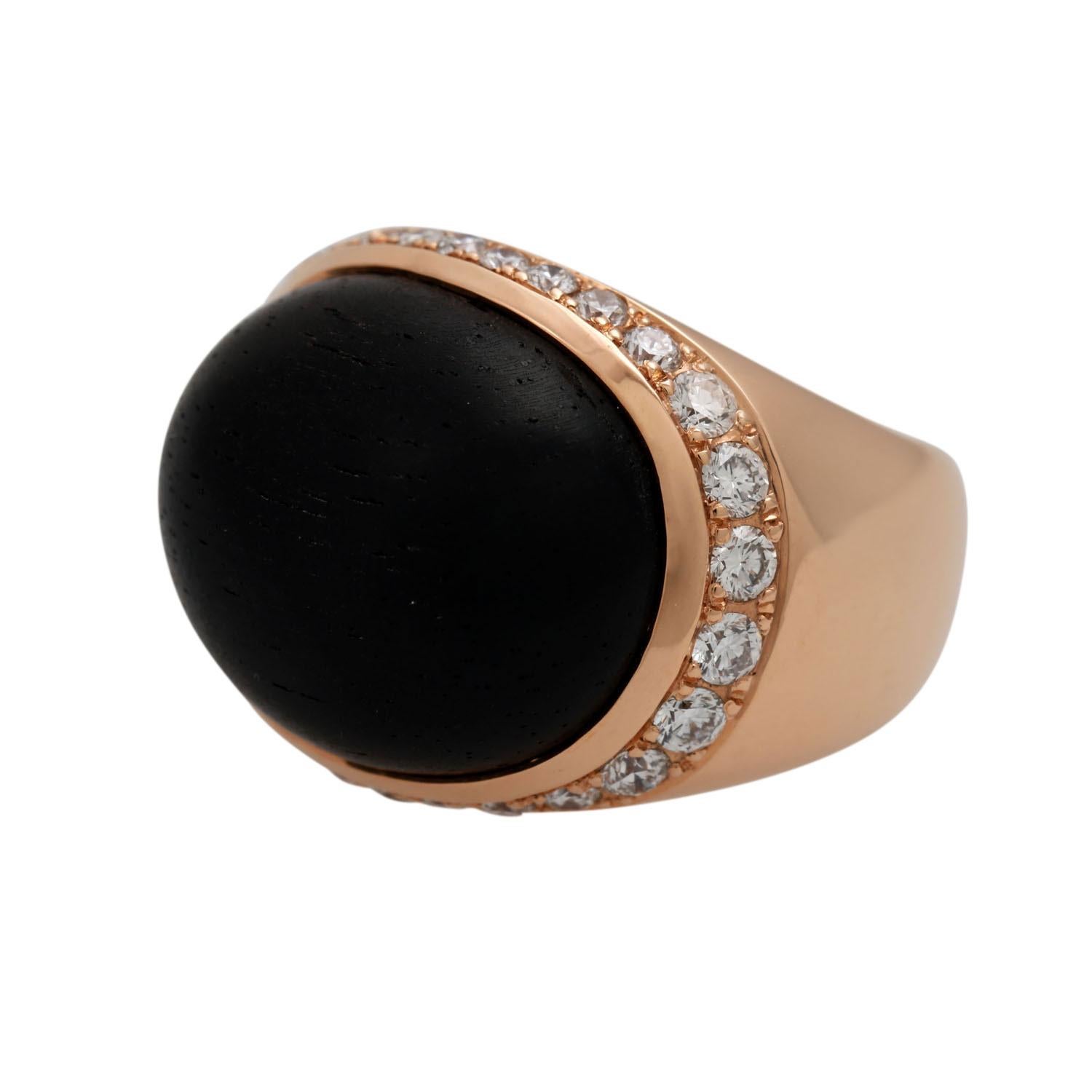 Ring with ebony cabochon In Good Condition For Sale In Stuttgart, BW