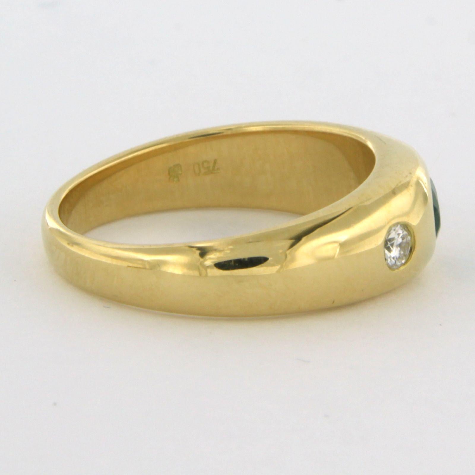 Bague avec émeraude et diamant taille brillant jusqu'à 0,16ct Or jaune 18k 1