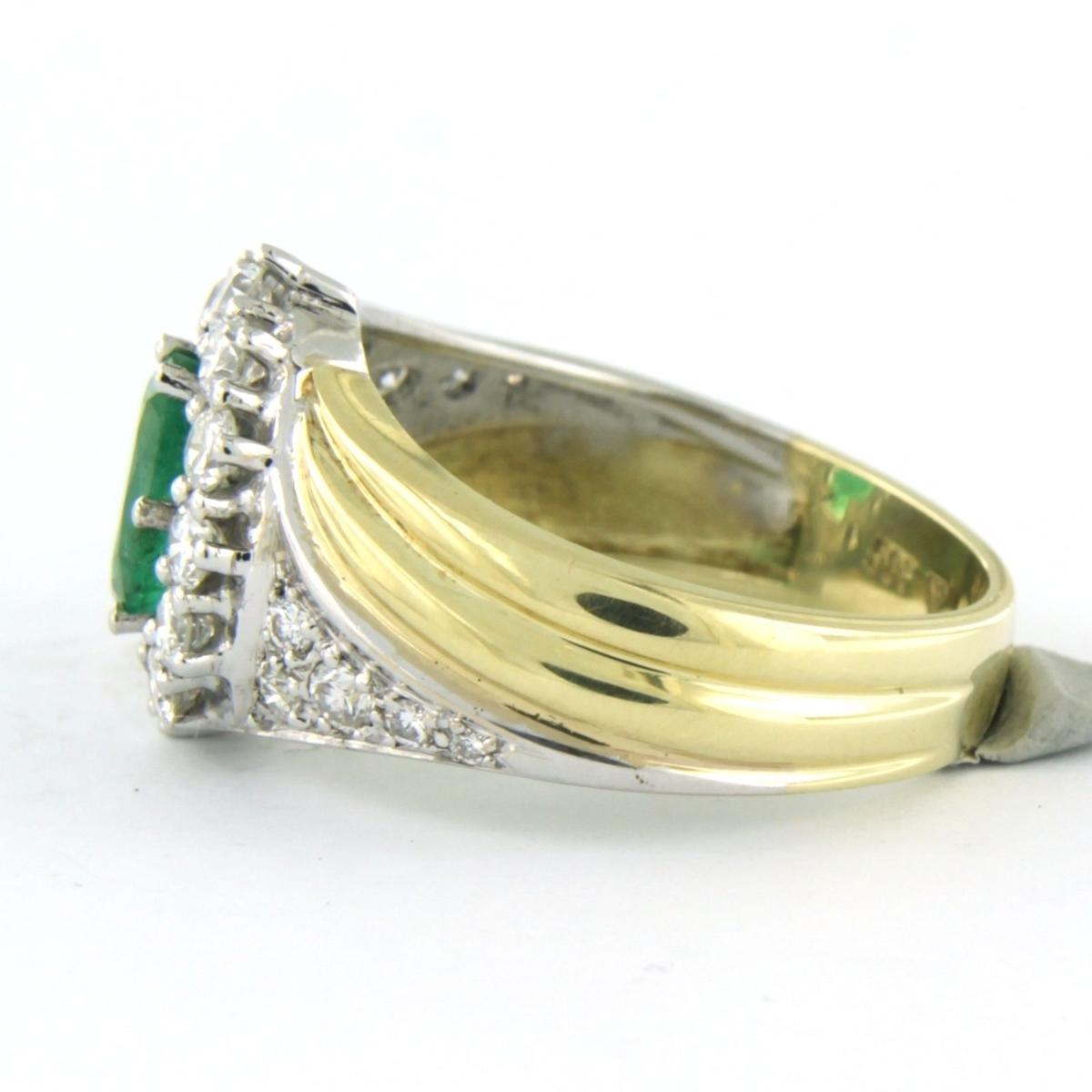 Moderne Bague avec émeraude et diamants taille brillant jusqu'à 0,92ct Or 14k 6,7 grammes en vente