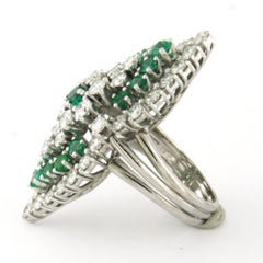 Ring with emerald and brilliant cut diamonds up to 3.50ct 18k gold 18.9 grams