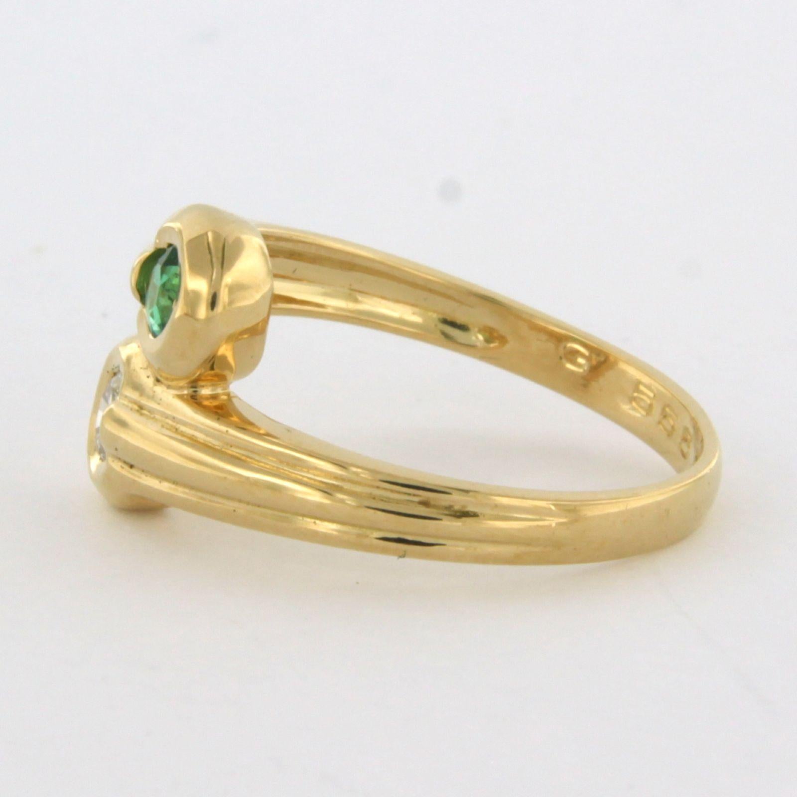 Ring with emerald and diamond 18k yellow gold In Good Condition In The Hague, ZH