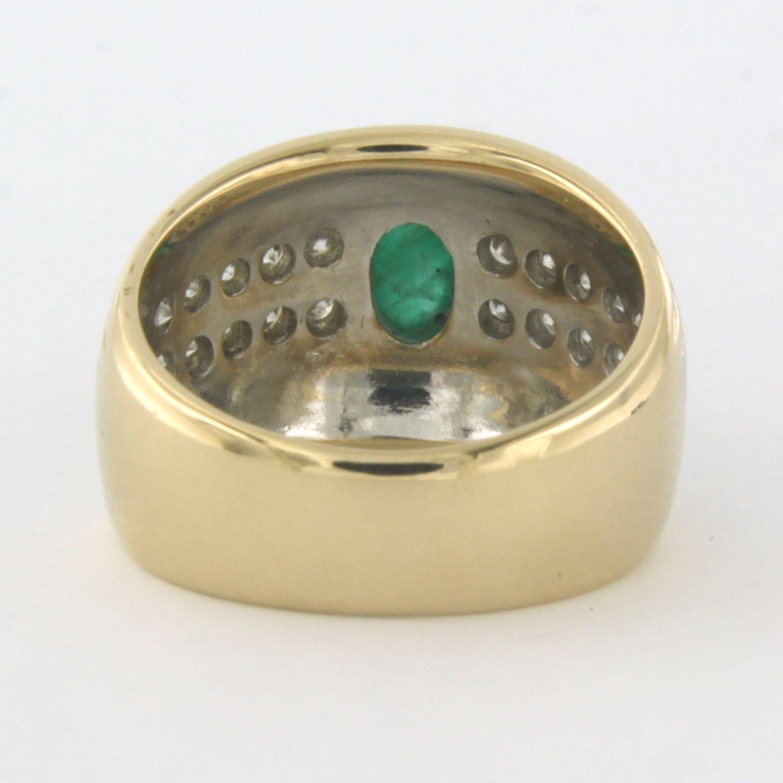 Women's Ring with emerald and diamonds 14k bocolour gold For Sale