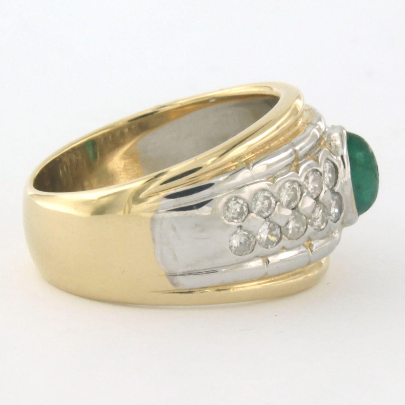 Ring with emerald and diamonds 14k bocolour gold For Sale 1