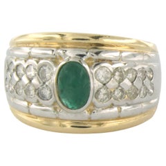 Ring with emerald and diamonds 14k bocolour gold
