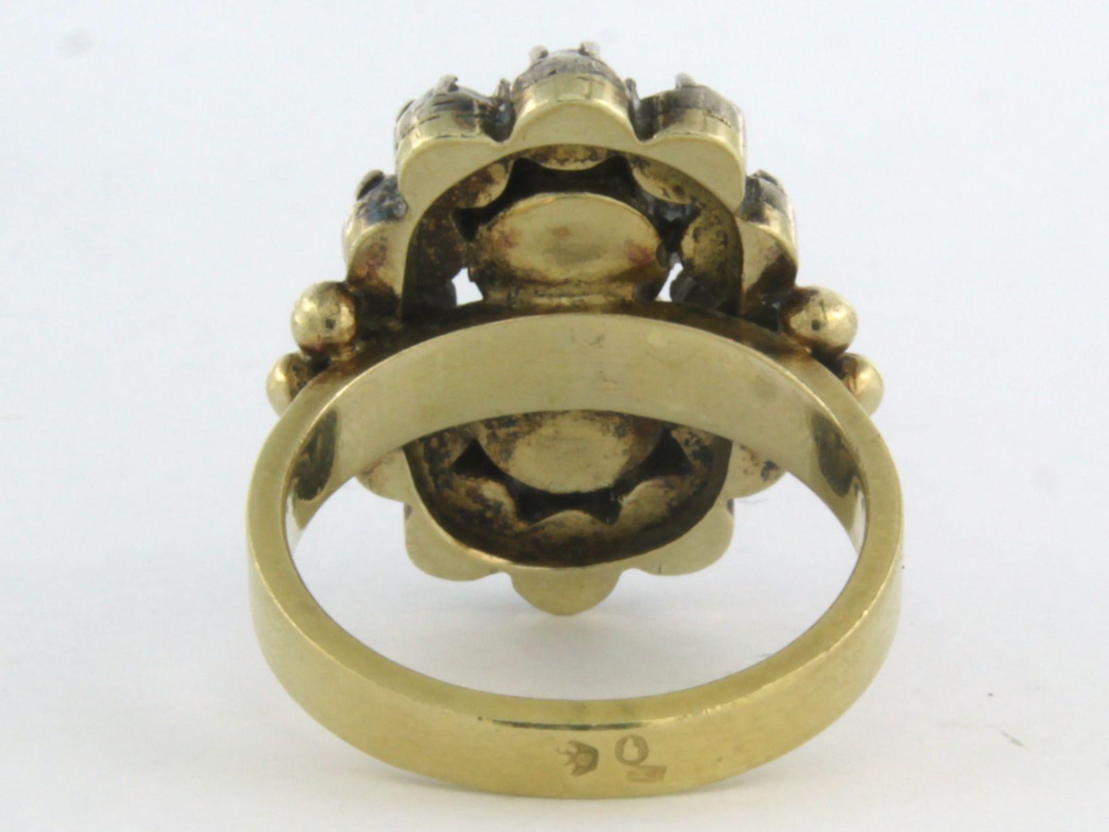 Ring with emerald and rose cut diamonds up to 0.15ct 18k gold and silver im Zustand „Hervorragend“ im Angebot in The Hague, ZH