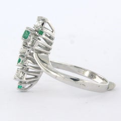 Ring with emerald, brilliant and marquise cut diamonds up to 0.85ct 14k gold
