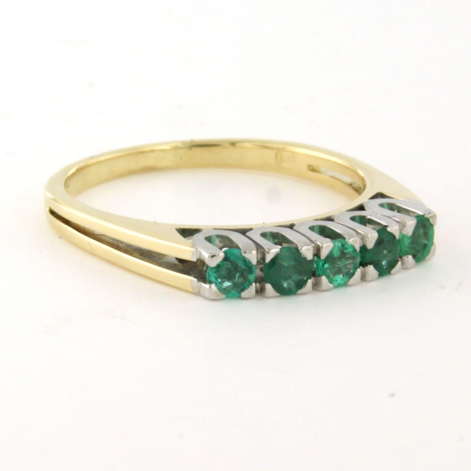 Bague avec émeraude jusqu'à 0,50ct 3,9 grammes Or bicolore 14k Pour femmes en vente