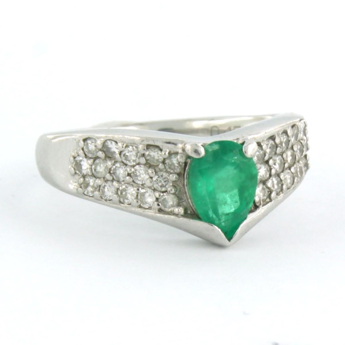 Women's or Men's Ring with emerald up to 0.80ct and brilliant cut diamonds up to 0.45ct Platinum For Sale