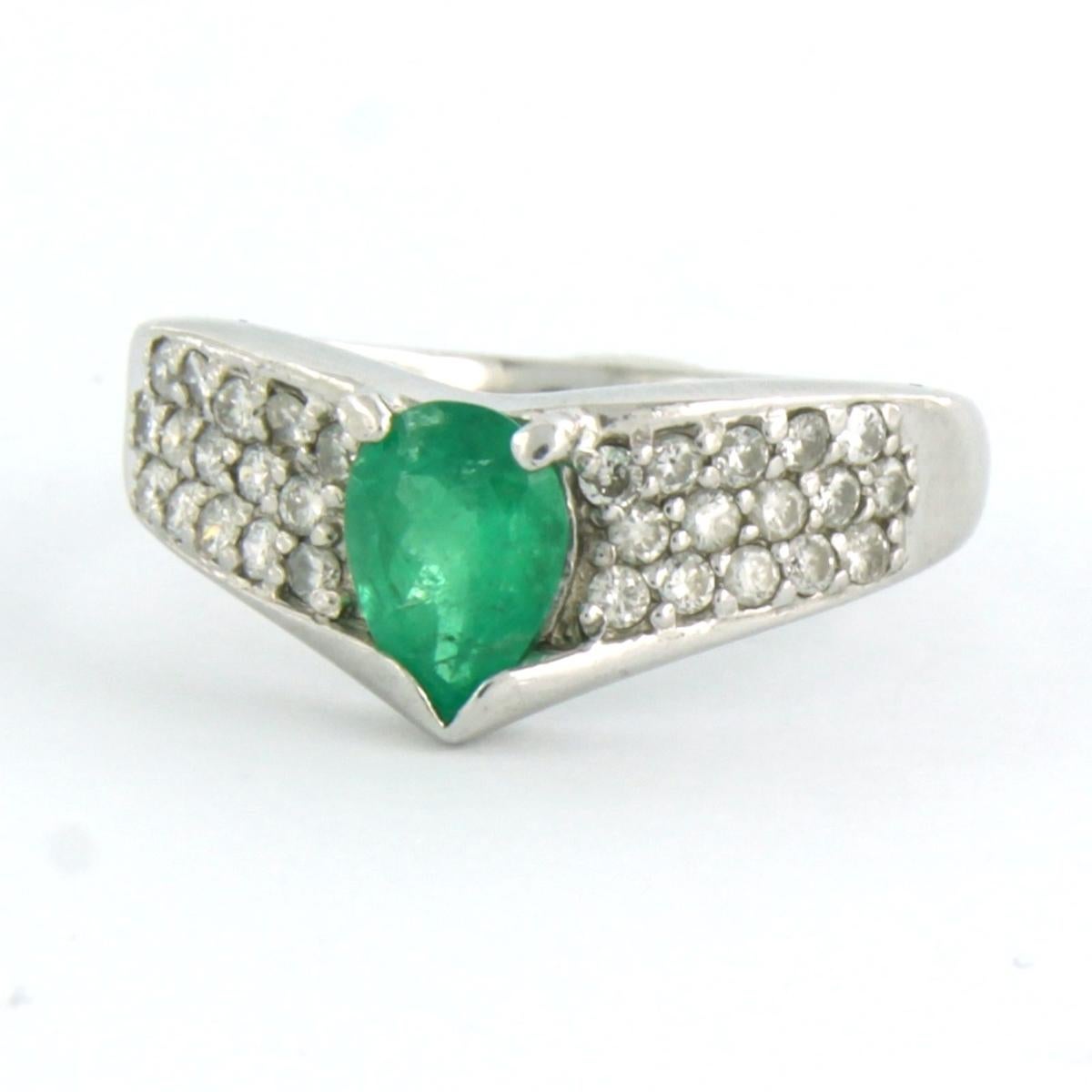 Ring with emerald up to 0.80ct and brilliant cut diamonds up to 0.45ct Platinum For Sale 1