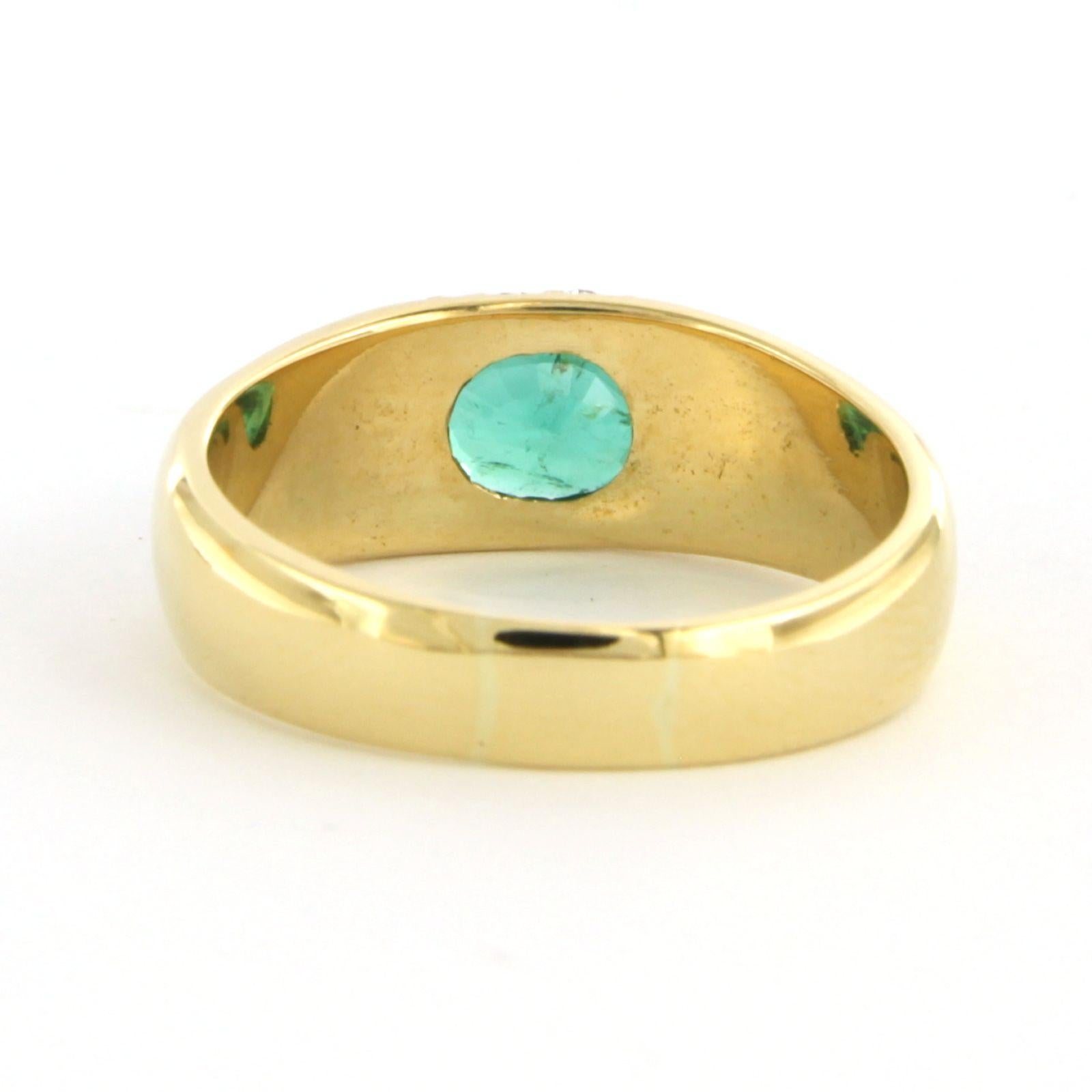 Women's Ring with emerald up to 0.95ct and diamonds up to 0.75ct 14k yellow gold For Sale