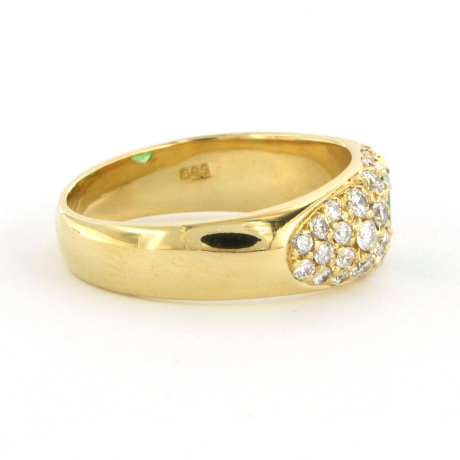 Ring with emerald up to 0.95ct and diamonds up to 0.75ct 14k yellow gold For Sale 1