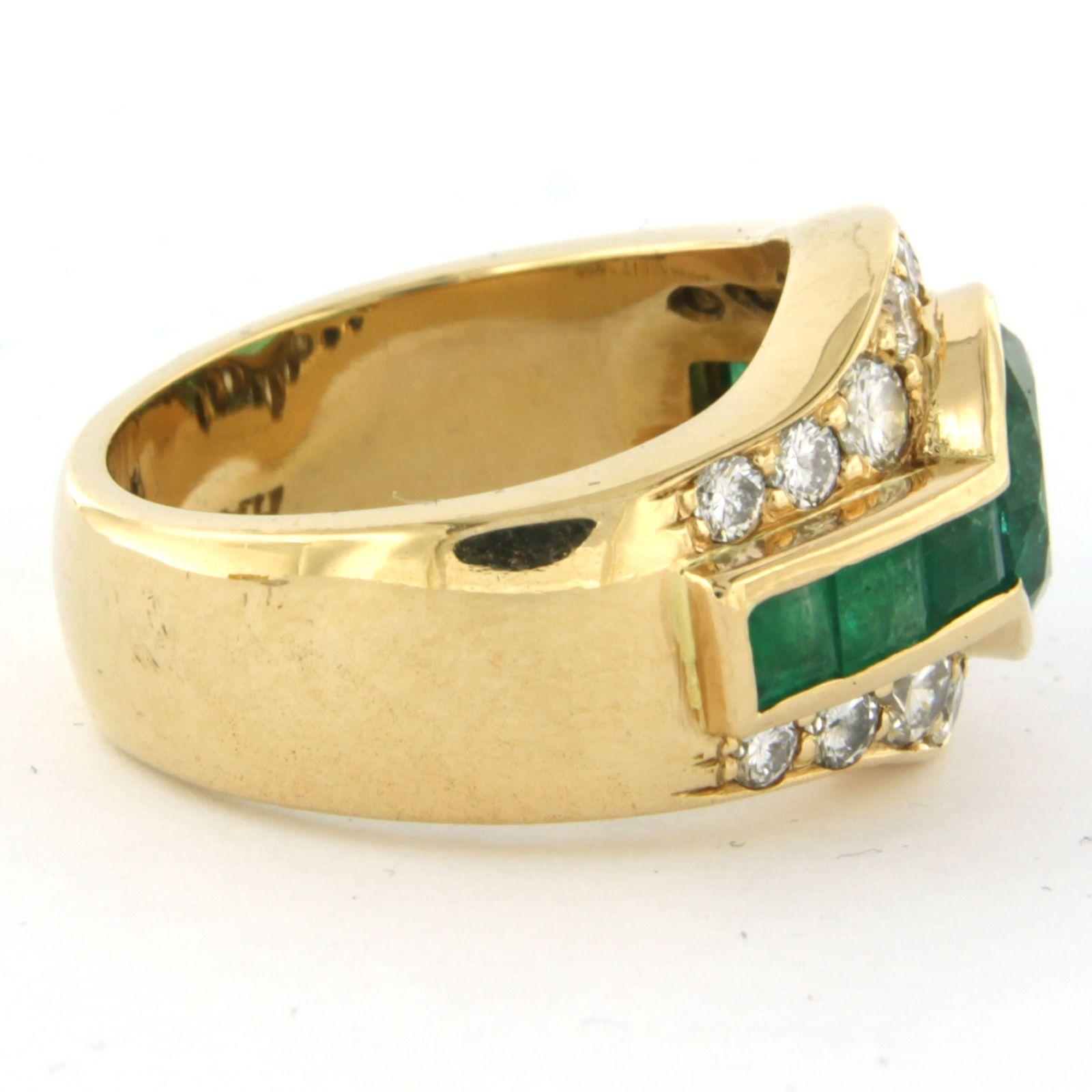 Ring with emerald up to 2.50ct and brilliant cut diamonds up to 1.00ct 18k gold For Sale 1