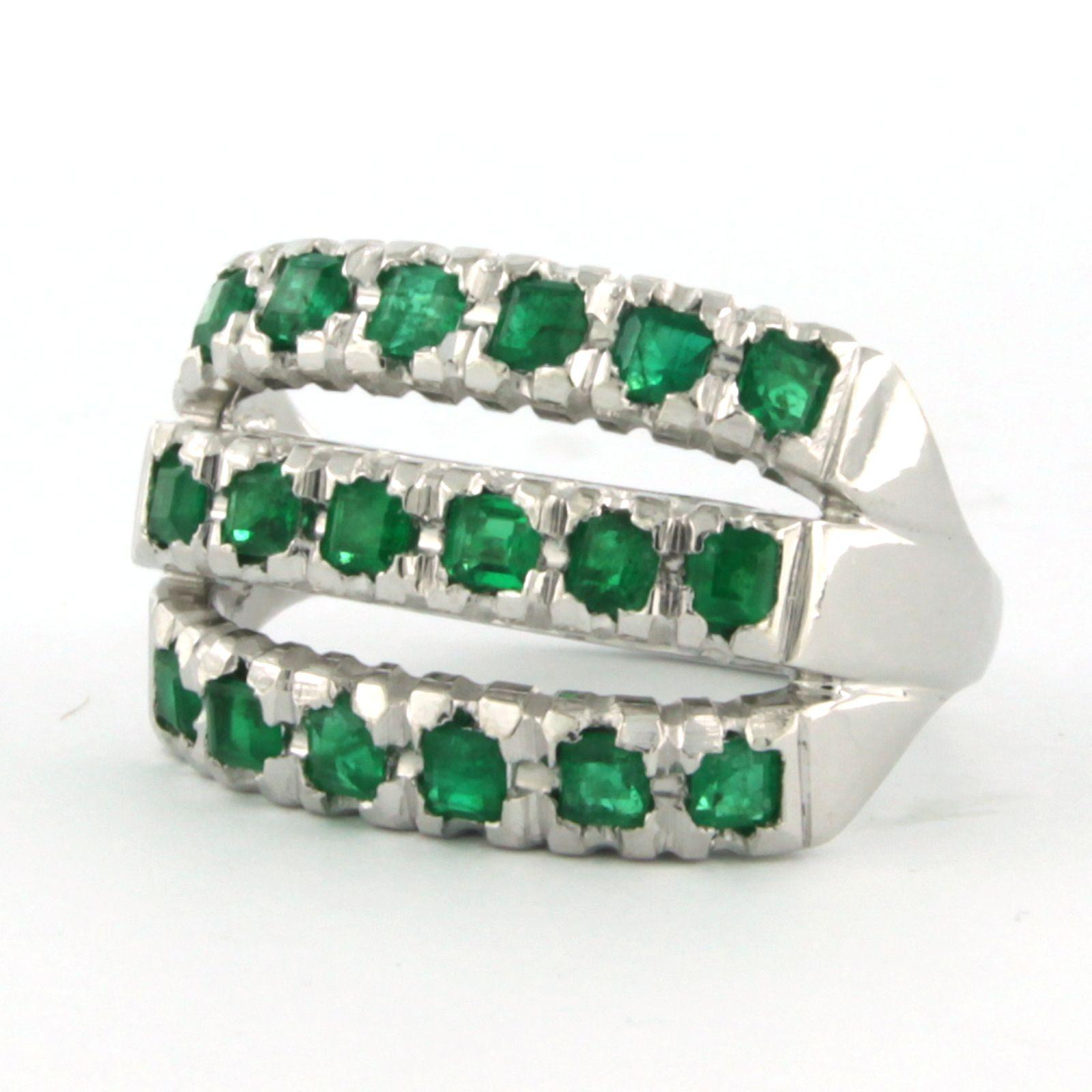 Emerald Cut Ring with emerald up to 3.50ct 18k white gold For Sale