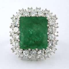 Ring with emerald up to 5.00ct and brilliant cut diamonds up to 4.00ct 14k gold