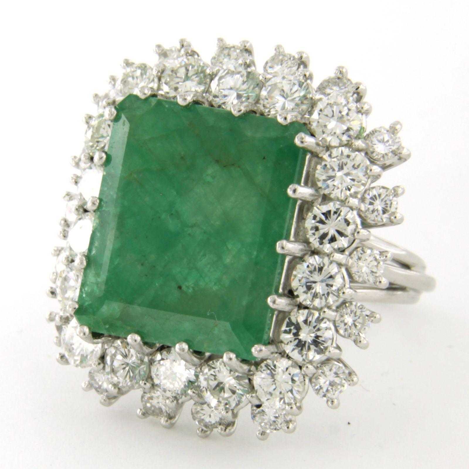 Ring mit Smaragd bis zu 5,00ct und Diamanten im Brillantschliff bis zu 4,00ct 14k Gold Damen im Angebot