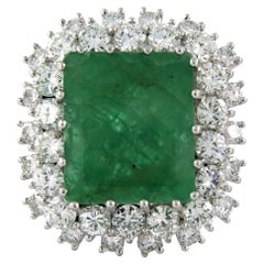 Bague avec émeraude jusqu'à 5.00ct et diamants taille brillant jusqu'à 4.00ct or 14k