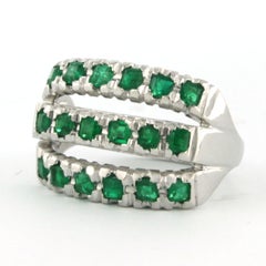 Ring with emeralds up to 3.50ct - 11.8 grams - 18k white gold