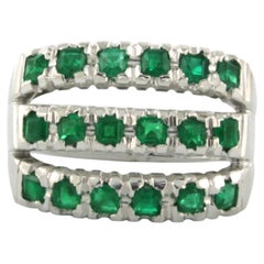 Ring with emeralds up to 3.50ct - 11.8 grams - 18k white gold