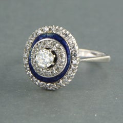 Ring with enamel and brilliant and single cut diamonds up to 0.50ct 18k gold