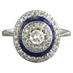 Ring with enamel and brilliant and single cut diamonds up to 0.50ct 18k gold