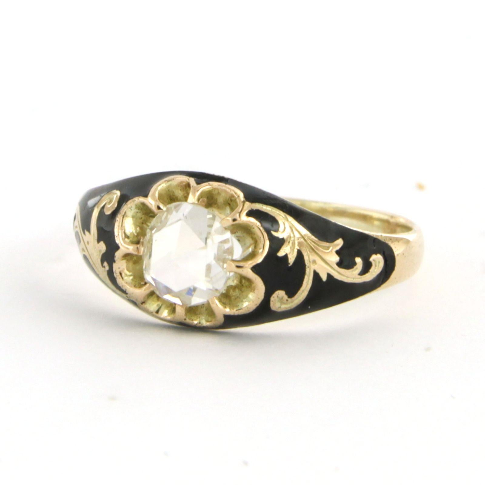 Ring mit Emaille und Diamanten 14k Gelbgold (Art nouveau)