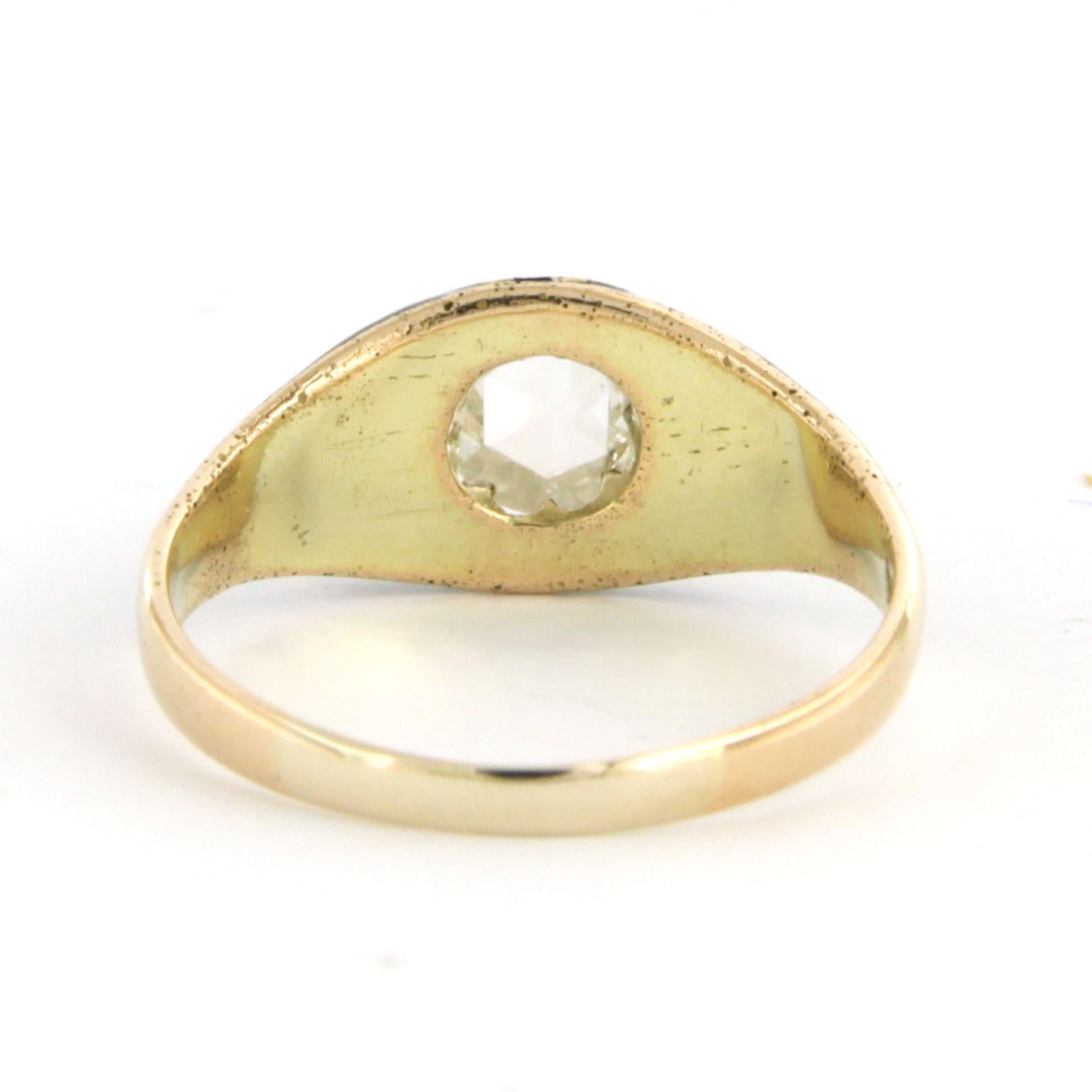 Ring mit Emaille und Diamanten 14k Gelbgold im Zustand „Gut“ in The Hague, ZH