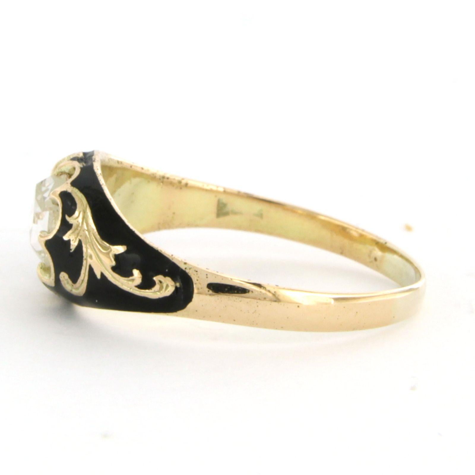 Ring mit Emaille und Diamanten 14k Gelbgold Damen