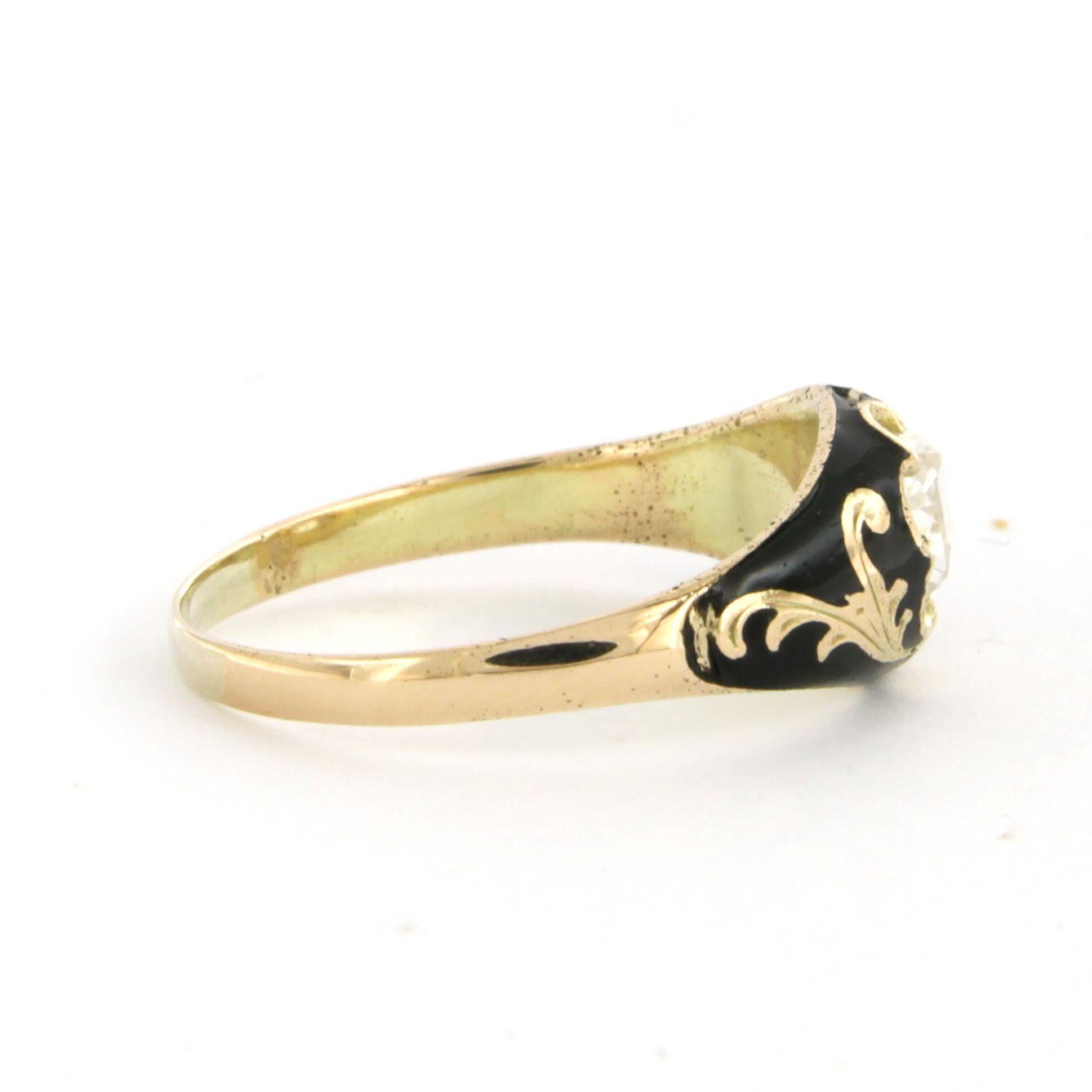 Ring mit Emaille und Diamanten 14k Gelbgold 1