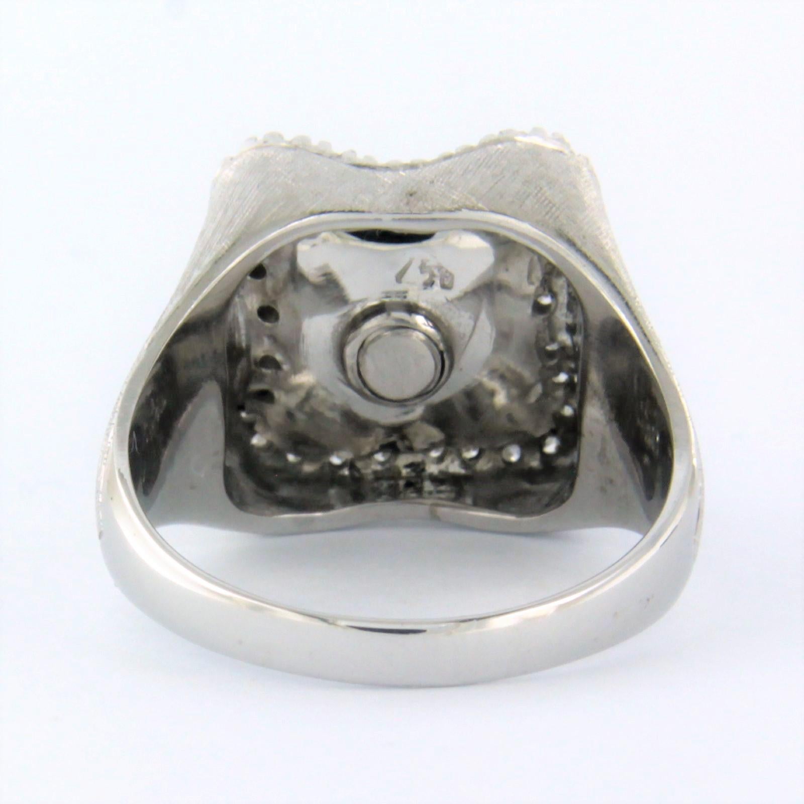 Ring with enamel and diamonds 18k white gold In Good Condition For Sale In The Hague, ZH