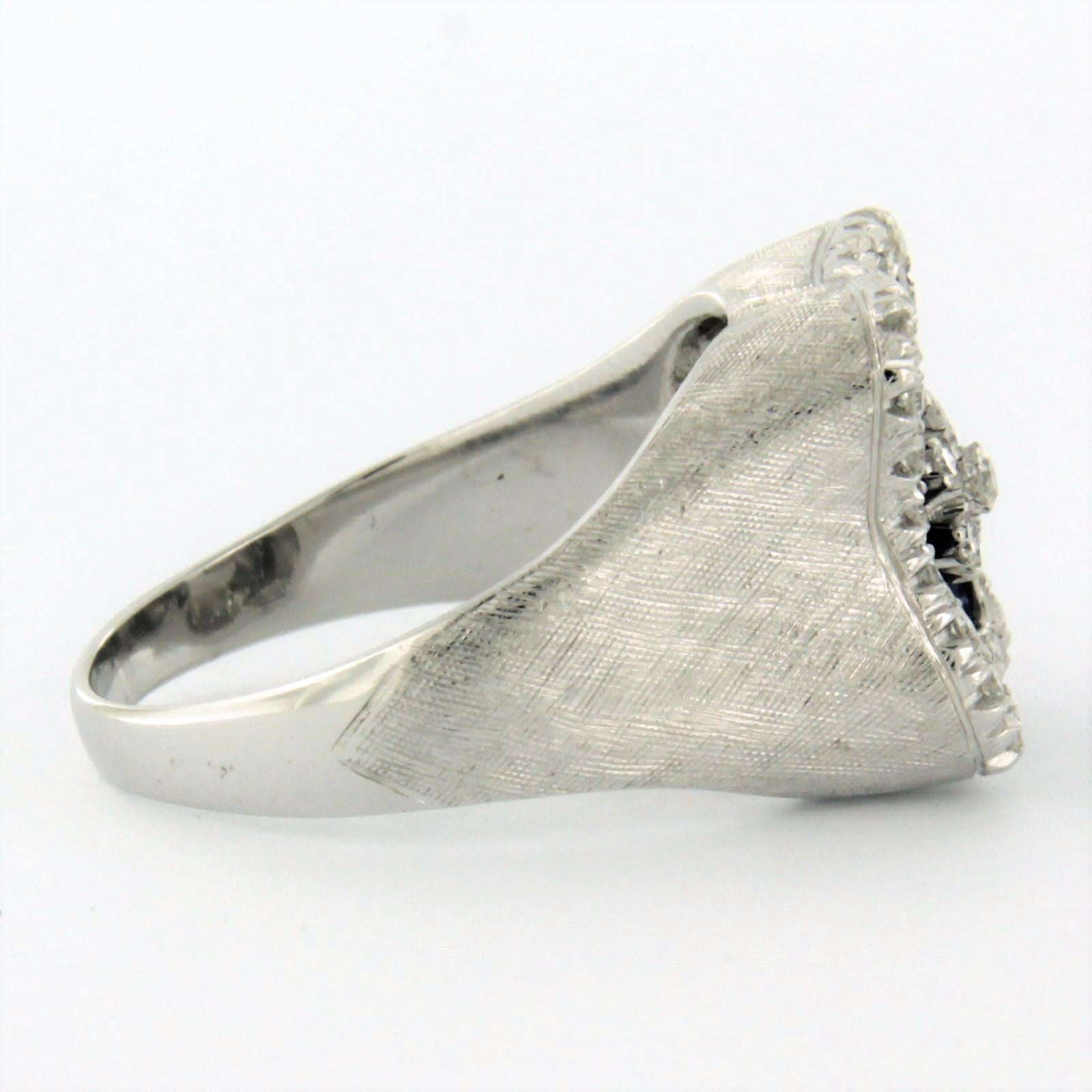 Women's Ring with enamel and diamonds 18k white gold For Sale