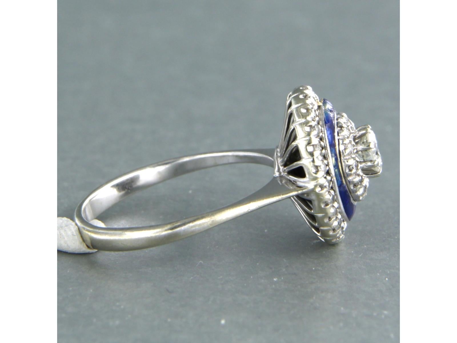 Moderne Bague en or 18 carats avec diamants taille unique et émaux et brillants jusqu'à 0,50 carat en vente