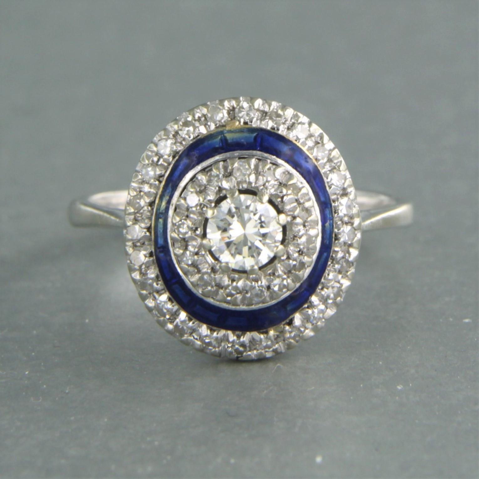 Bague en or 18 carats avec diamants taille unique et émaux et brillants jusqu'à 0,50 carat Pour femmes en vente