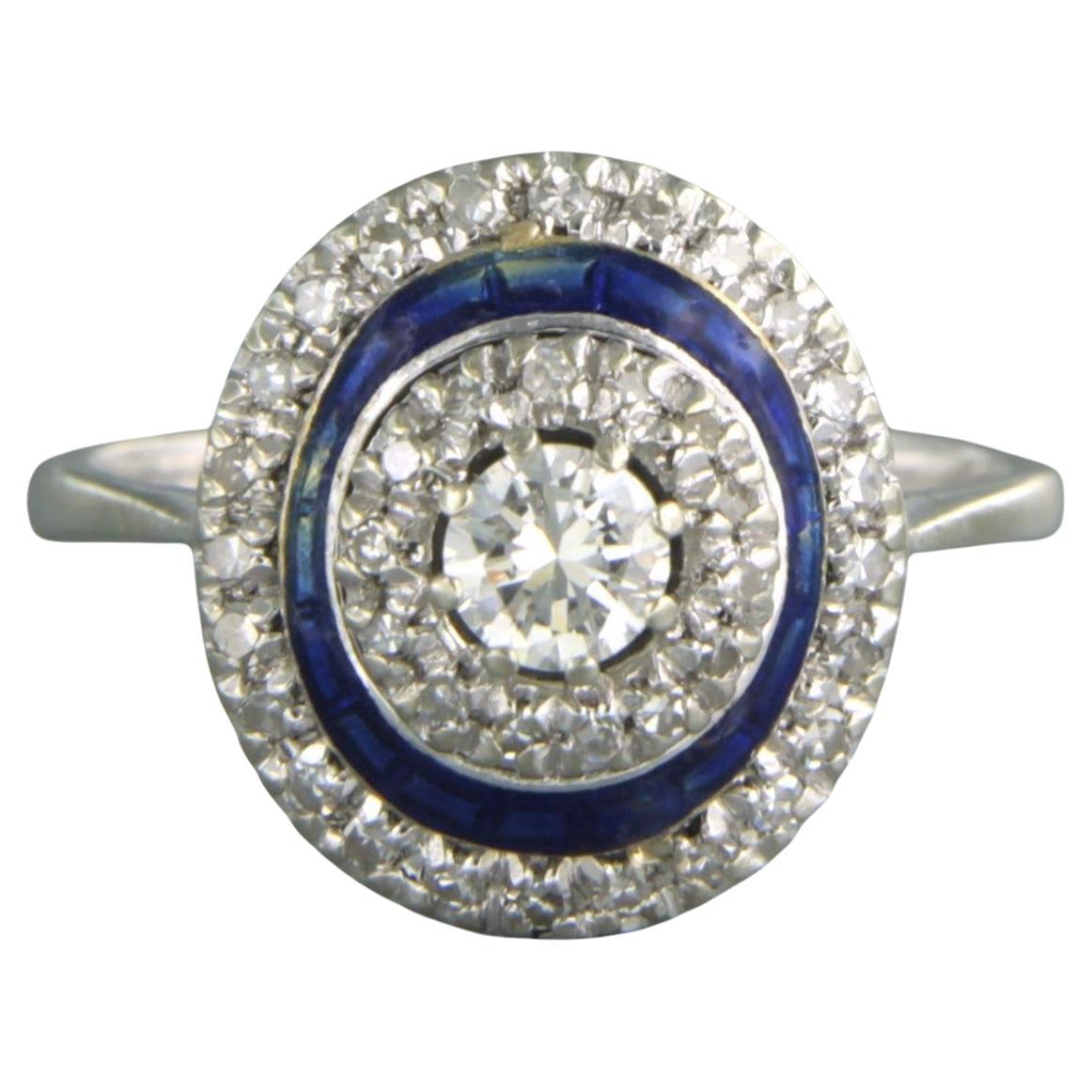 Anillo con enemal y diamantes talla brillante y talla única hasta 0,50ct Oro de 18k