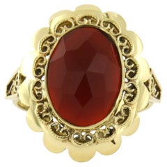 Ring with garnet 14k gold 5.5 grams