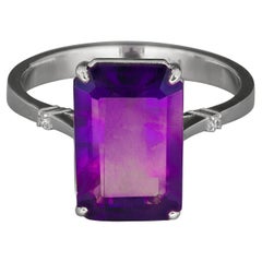 Anello con ametista autentica e diamanti