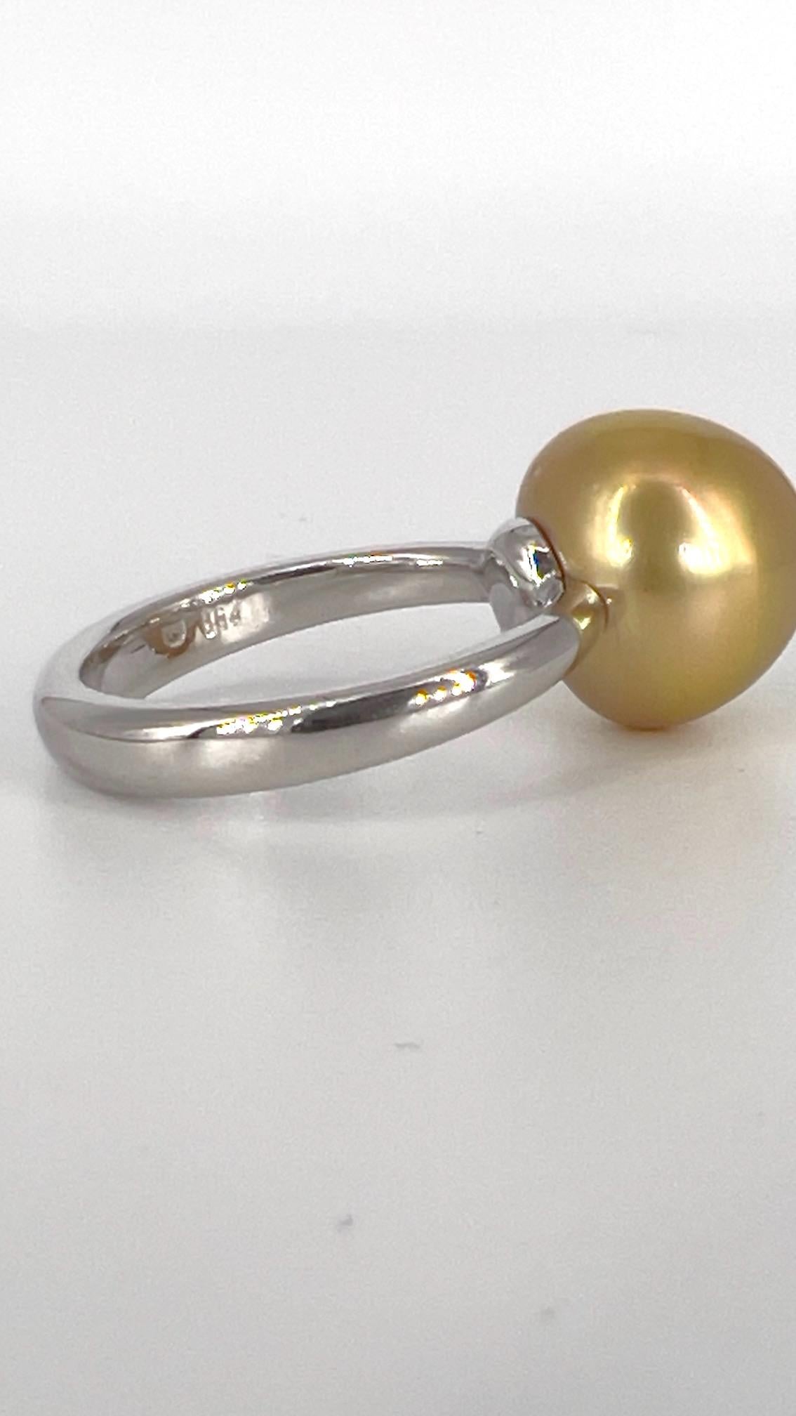Women's Ring with Golden Pearl from Indonesia by George Lambert, Switzerland For Sale